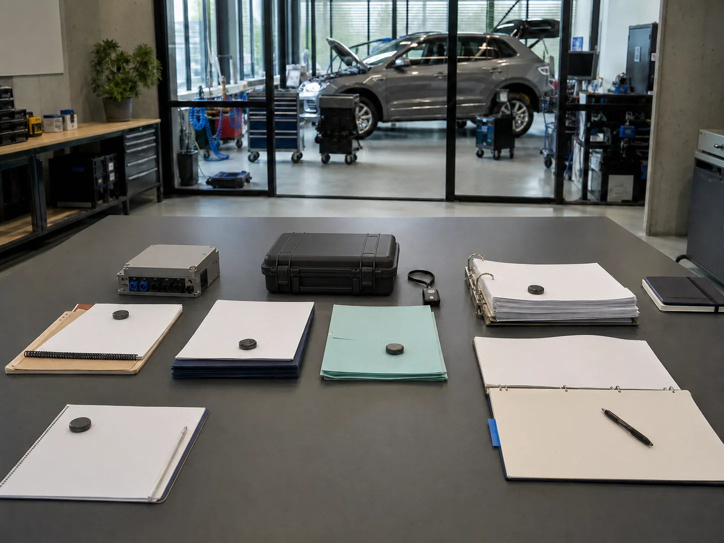 Structured information packages, access equipment and evidence records arranged in an automotive technical environment.
